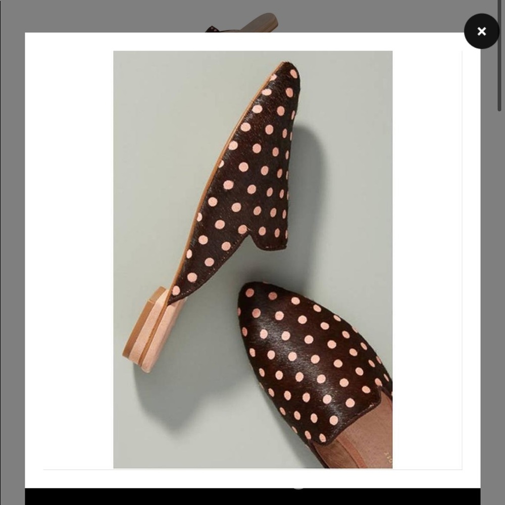 NIB Brown + Pink Pony Hair Polka Dot Slides / Smoking Slippers / Mules